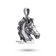 Side view of Horse 925 Sterling Silver Pendant with intricate details and nickel-free finish