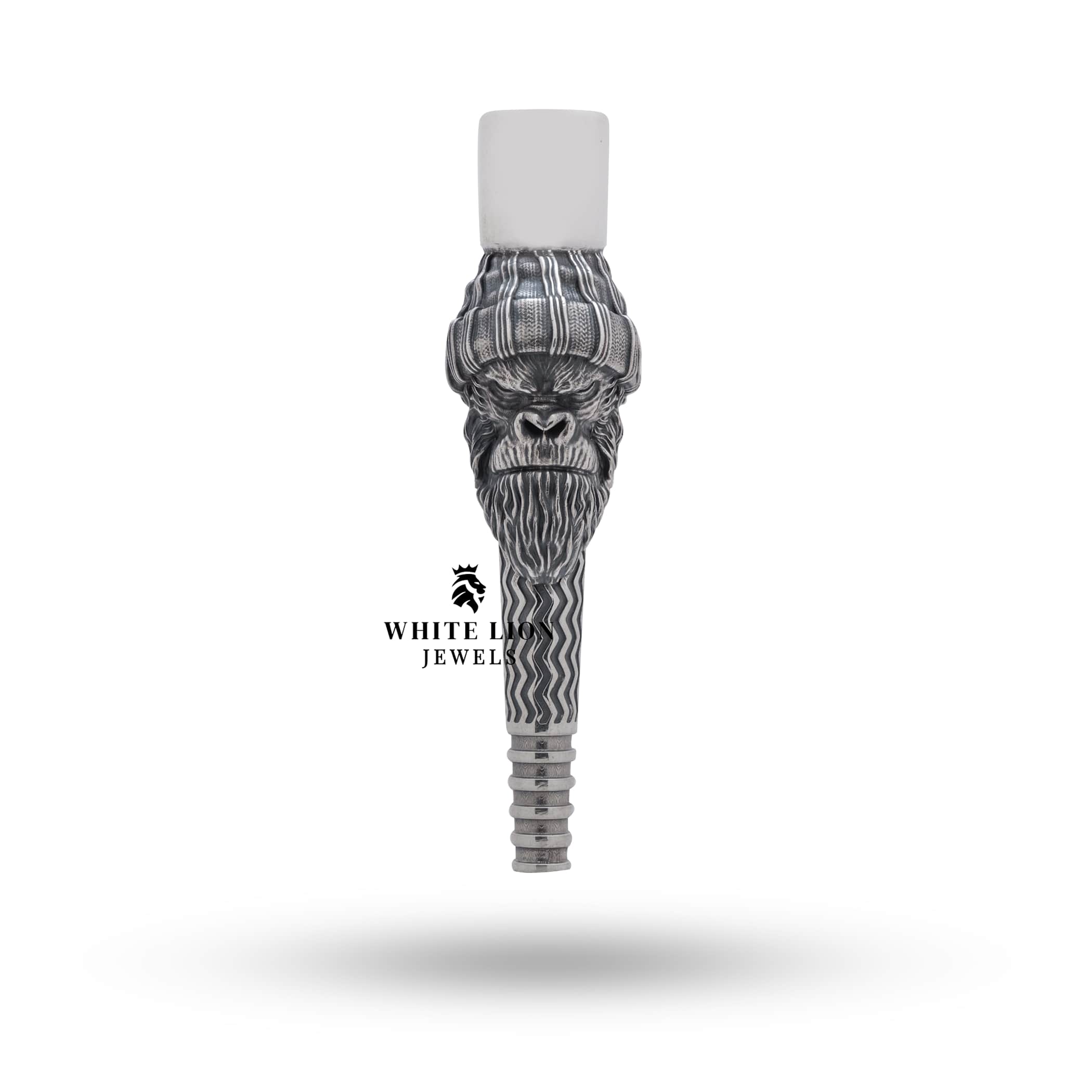 Detailed Pipe Shape Sterling Silver Hookah Filter by White Lion Jewels