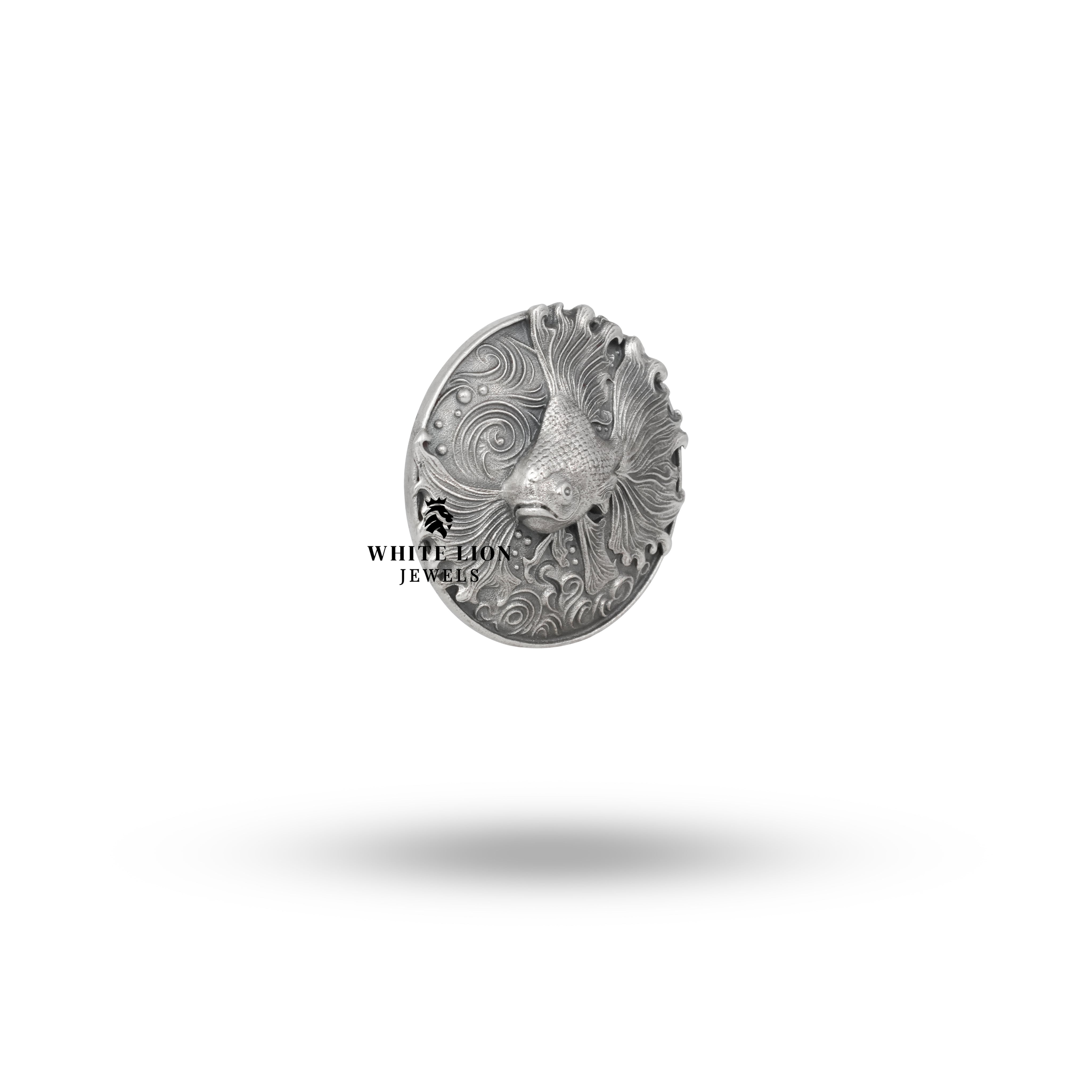 Close-up of Jellyfish-Design Button Set showcasing intricate details in oxidized silver.