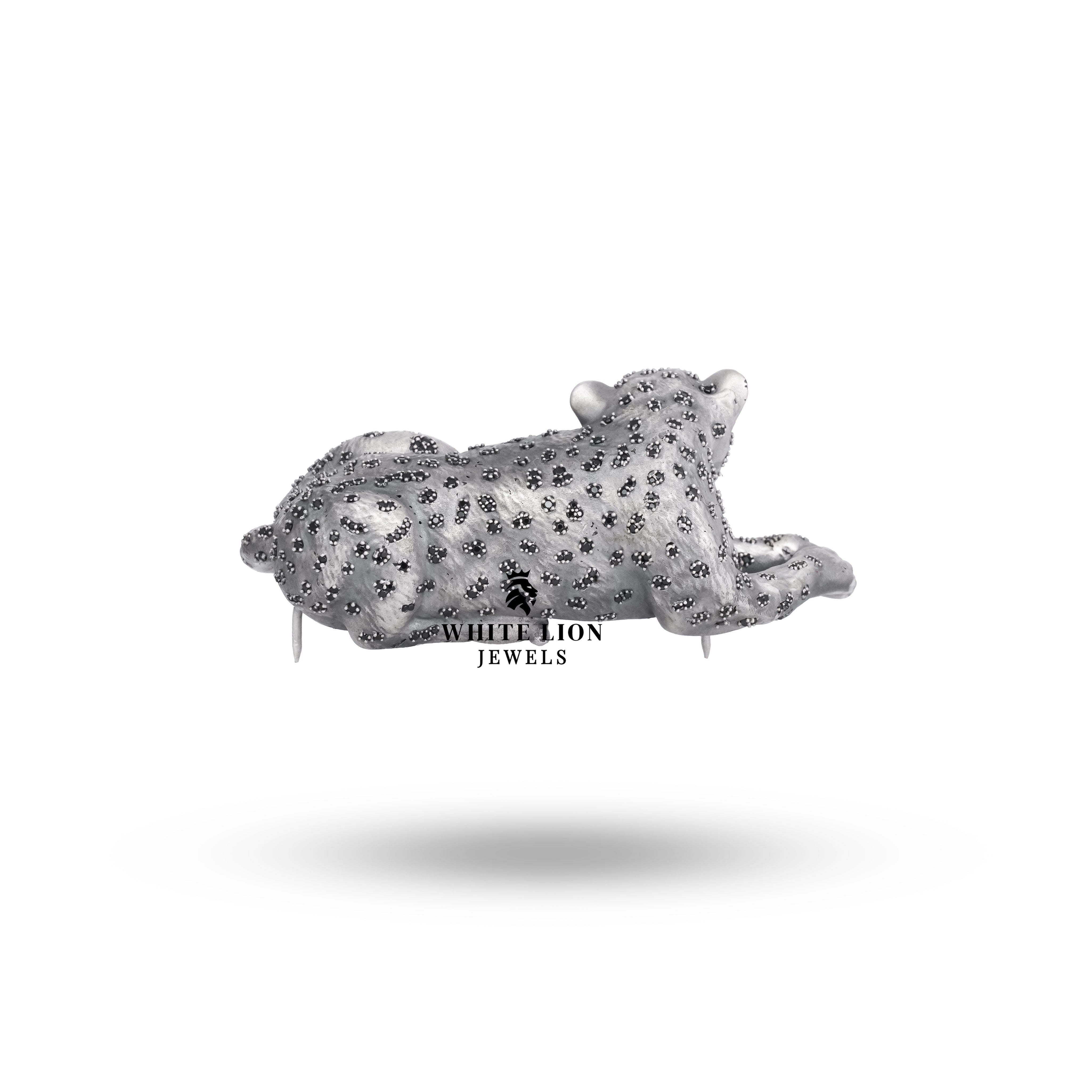 Elegant Sitting Panther Brooch styled on a classic evening gown for a refined look