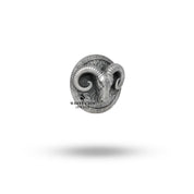 Side view showcasing the intricate craftsmanship of the Ram Head Button Set.