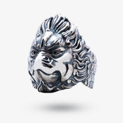 Front view of Garuda 925 Sterling Silver Ring with oxidized finish by White Lion Jewels