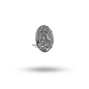 Close-up detail of the oxidized silver Humming Bird Button Set highlighting intricate craftsmanship.
