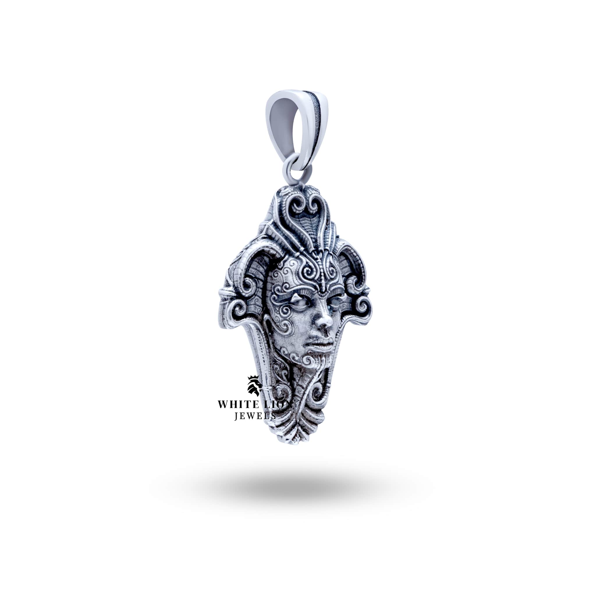 Close-up of Artisan-crafted Queen Mother Pendant in 925 Sterling Silver, showcasing fine details