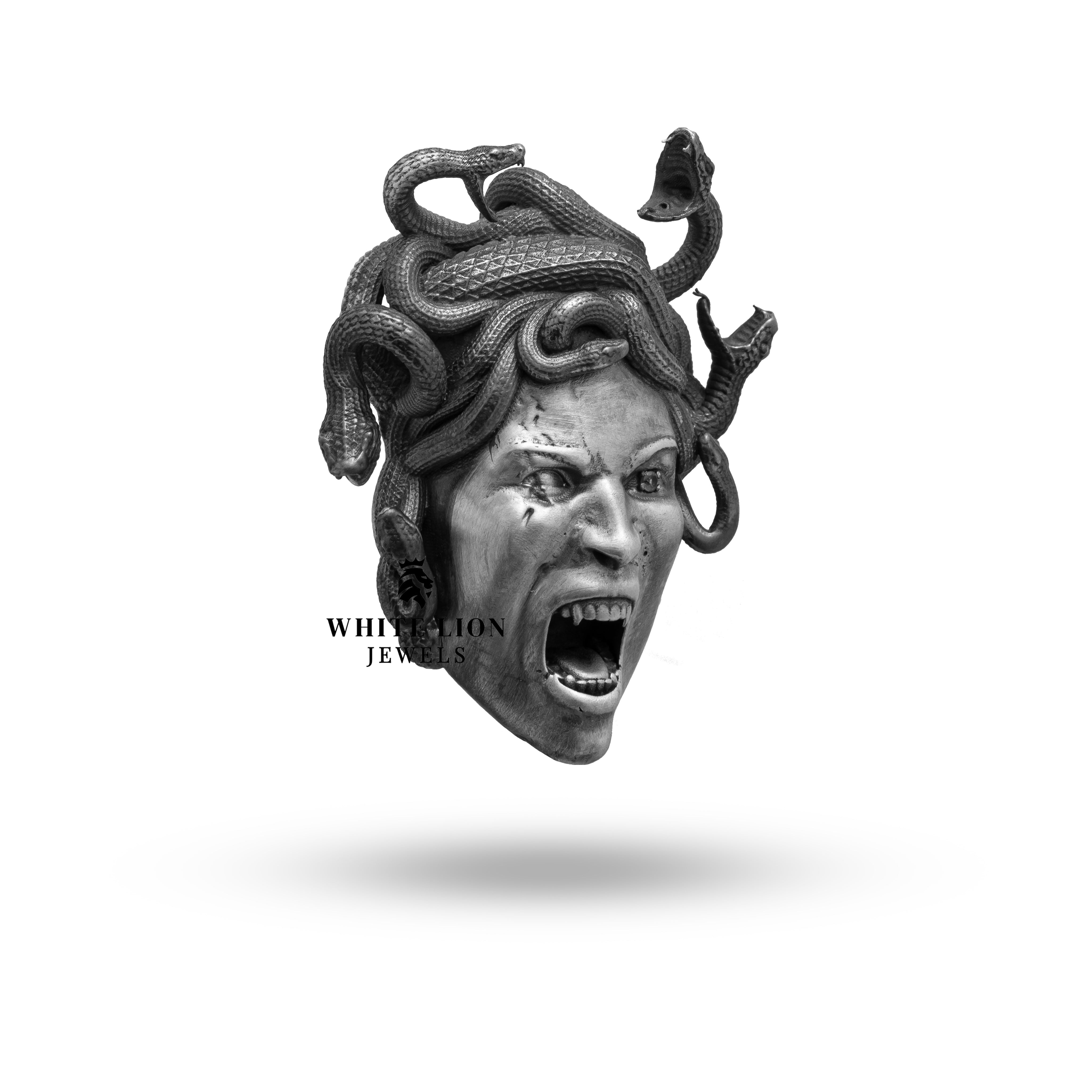 Angry Medusa Gorgon Snakes Brooch | 925 Sterling Silver | Mythological Elegant Jewelry | Unique Gift for Collectors