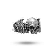 Half Jaw Gothic Skull wings 925 Sterling Silver Ring