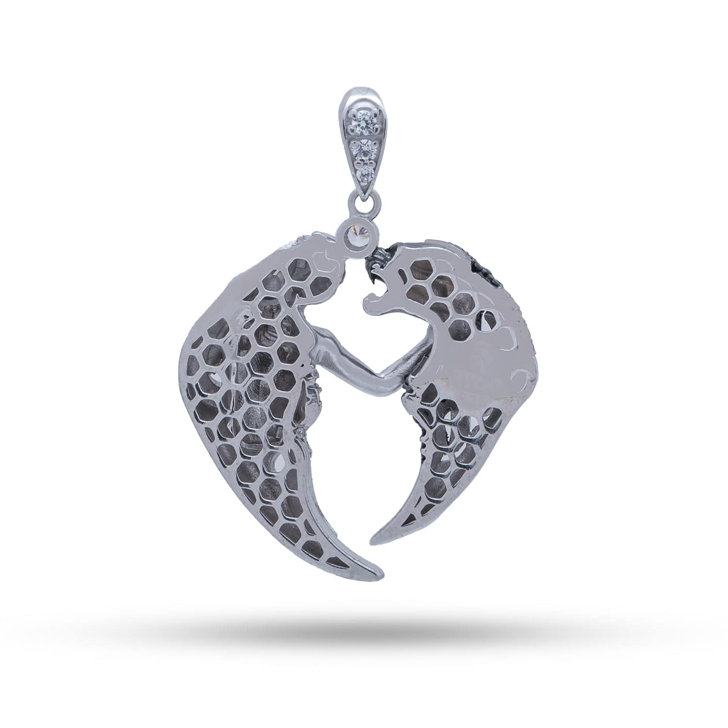 Elegant Panther Lady Love Pendant in Two Tone Silver by White Lion Jewels