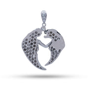 Elegant Panther Lady Love Pendant in Two Tone Silver by White Lion Jewels