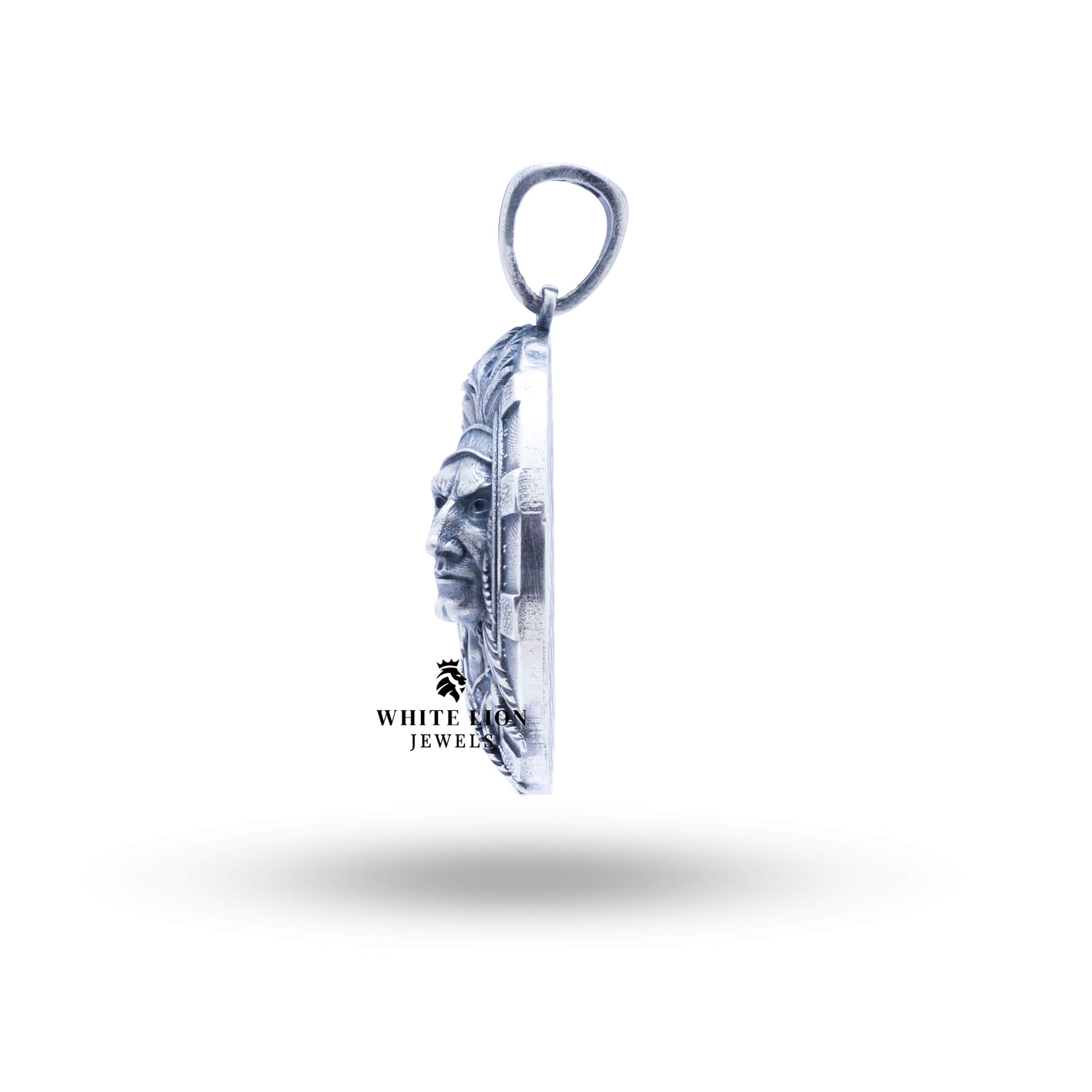 Model wearing the American Indian 925 Sterling Silver pendant, paired with a simple outfit, highlighting its elegance.