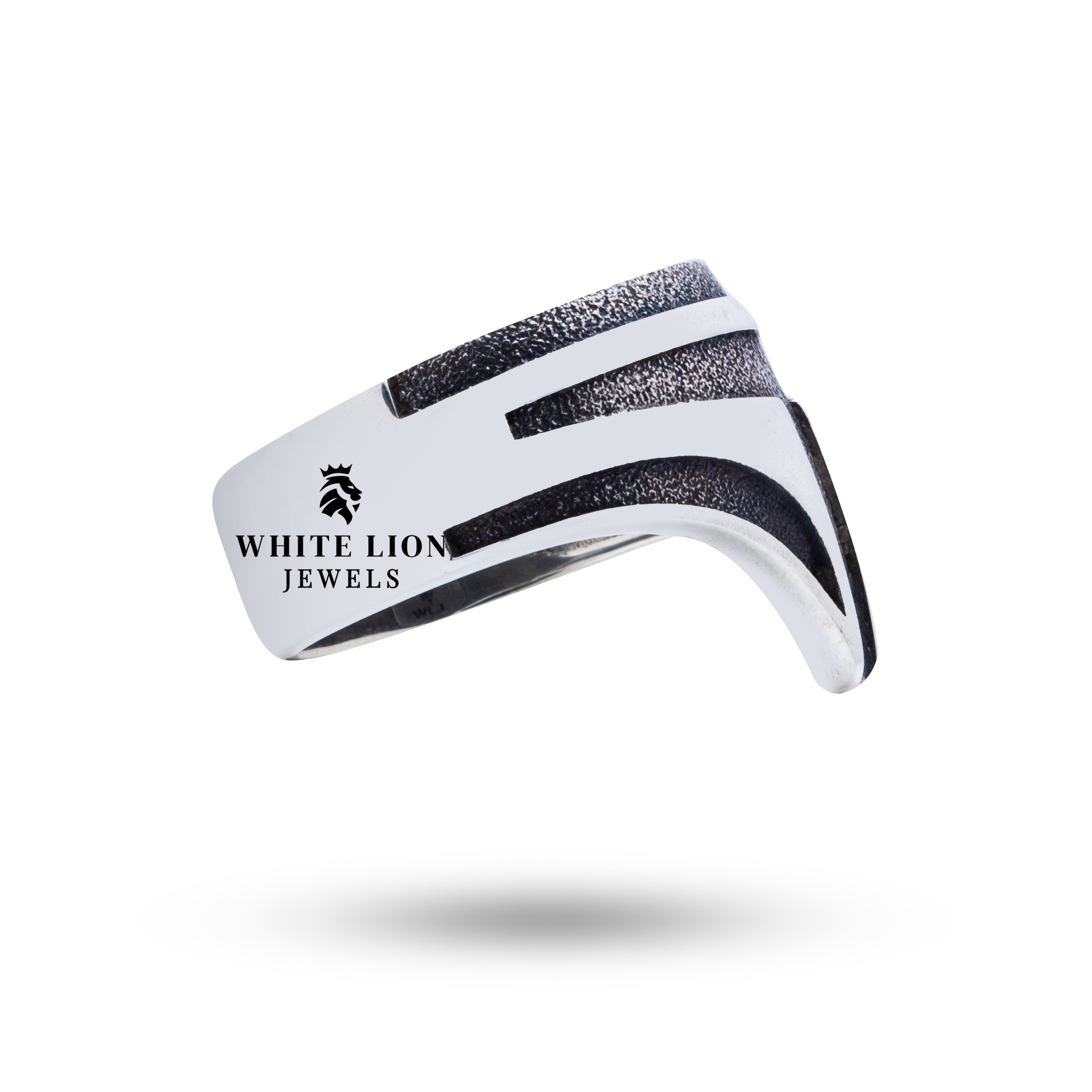 Side profile showing the 2.2 cm diameter of the Star Wars themed silver ring.