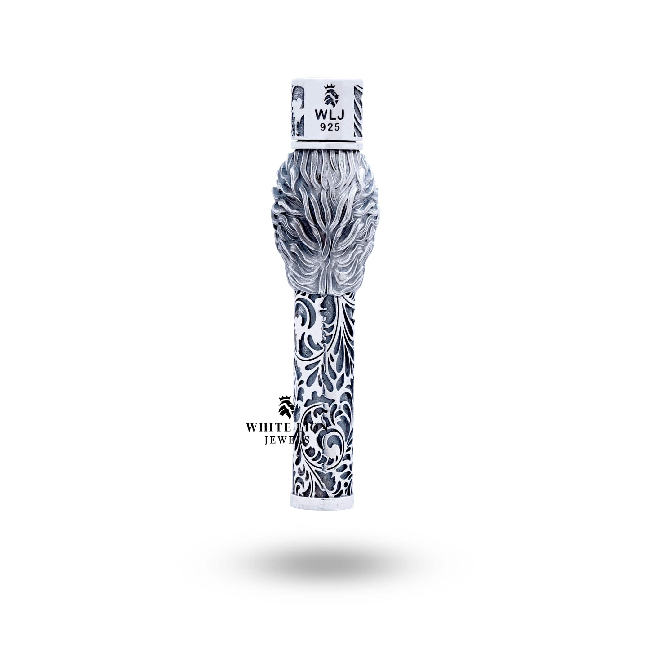 Unique White Lion Jewels Sterling Silver Lighter with elegant lion motif