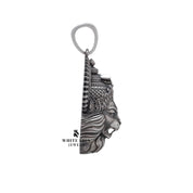 Close-up of the Narsimha 925 Sterling Silver Pendant, highlighting craft details.