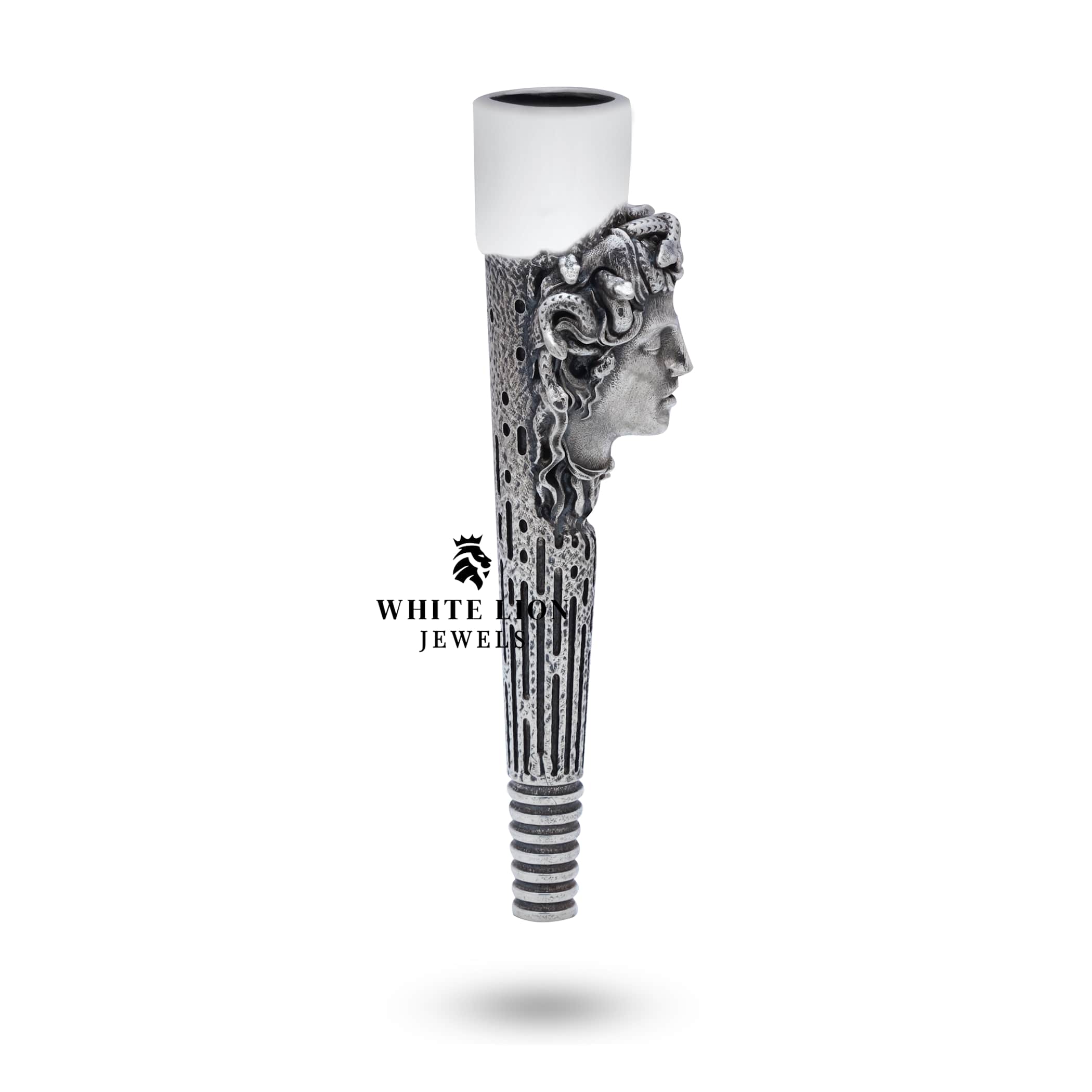 Elegant 8.5 cm Diameter Sterling Silver Hookah Mouthpiece