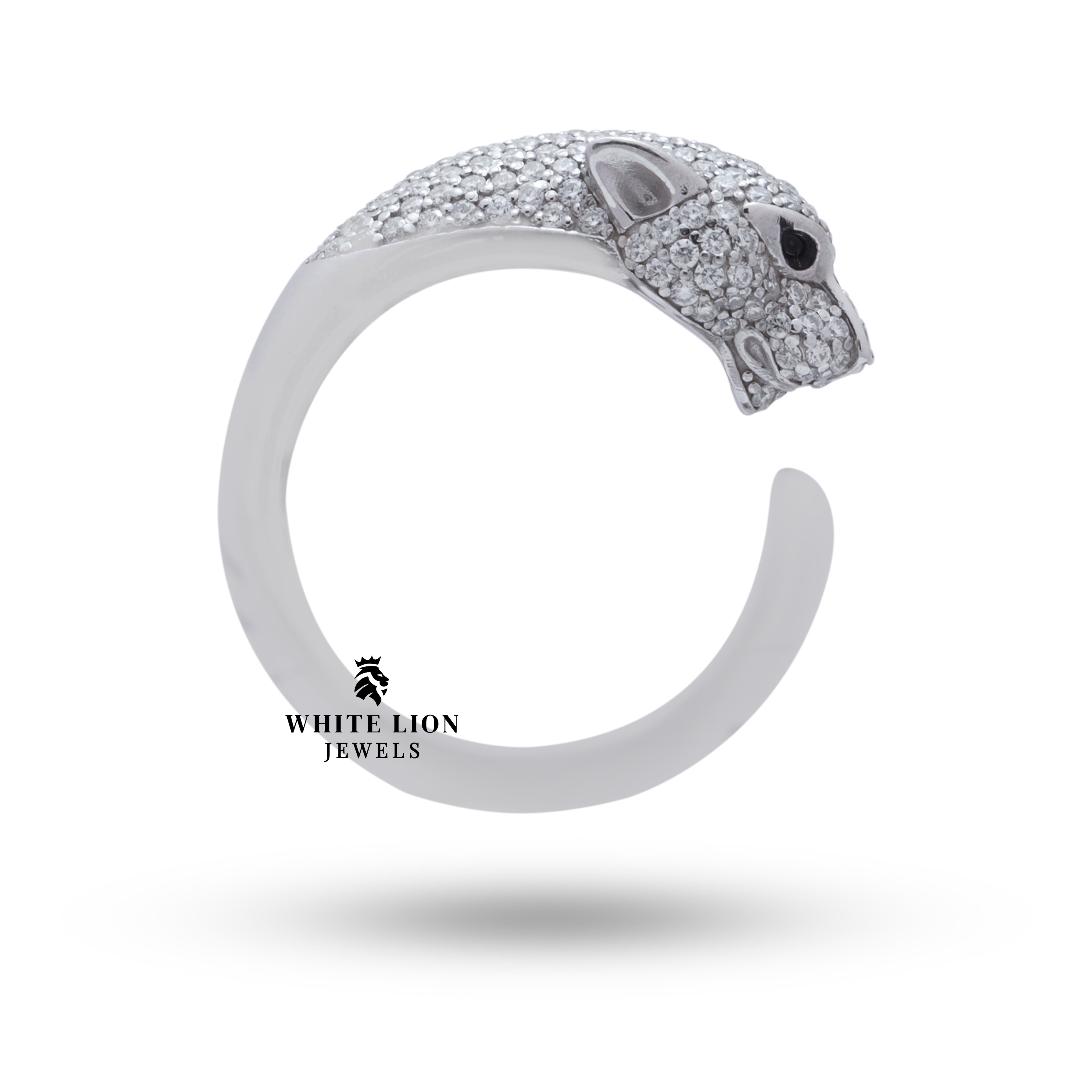 Wearing Panther 925 Sterling Silver Ring, highlighting its elegant design.