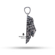 Model wearing Calm Lion Jungle Animal 925 Sterling Silver Pendant, highlighting its elegance and design