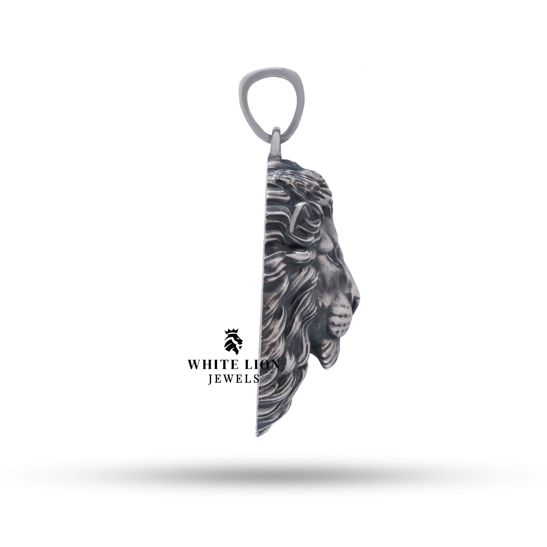 Model wearing Calm Lion Jungle Animal 925 Sterling Silver Pendant, highlighting its elegance and design