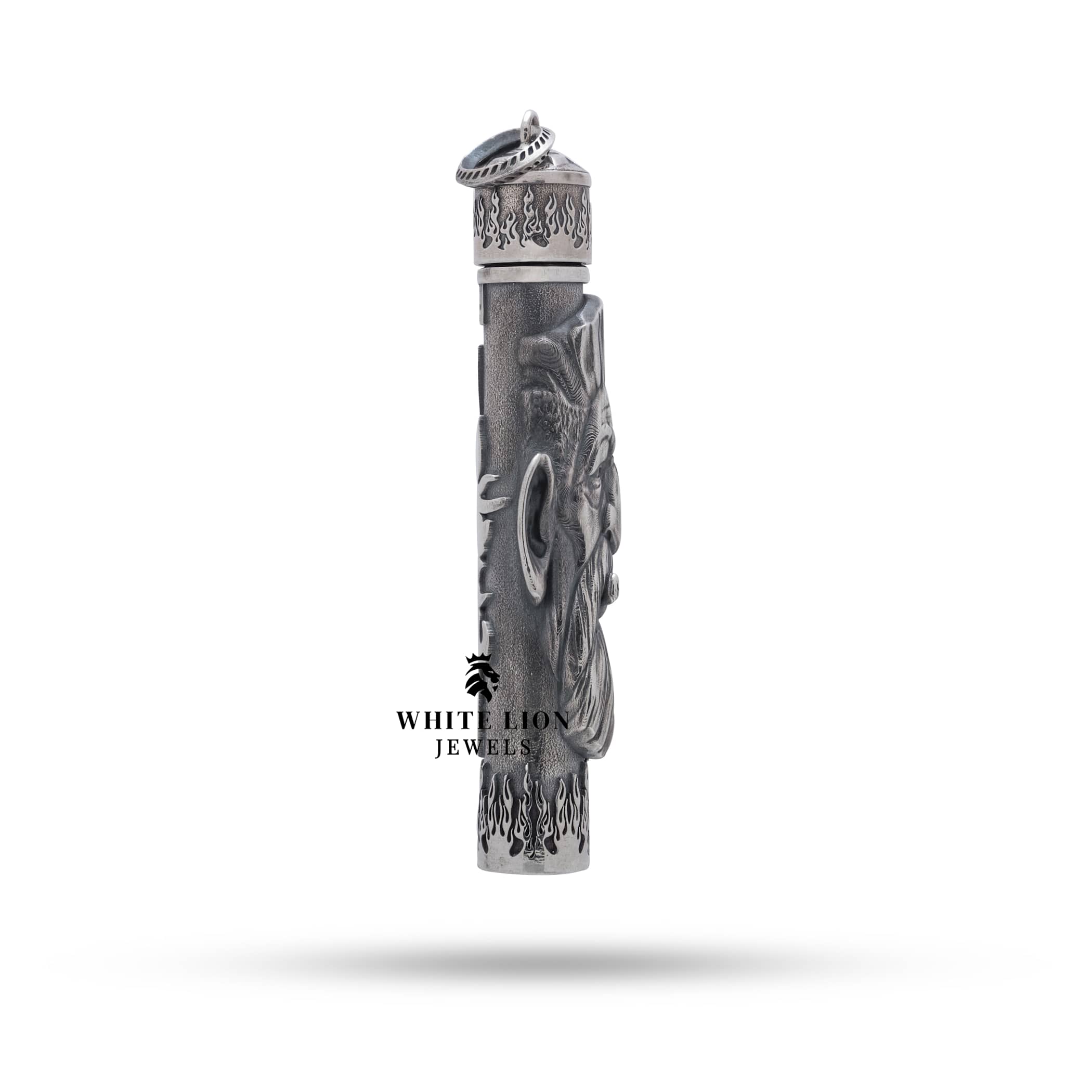 Open Hunter 925 Sterling Silver Lighter, revealing its artisanal craftsmanship.