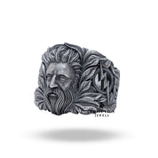 Handcrafted Zeus Greek God 925 Silver Ring from White Lion