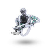 Handcrafted Lady on the Leaf ring in 925 sterling silver