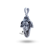 Oxidized Silver Queen Mother Pendant, 3.0 cm diameter by White Lion Jewels, a luxury statement