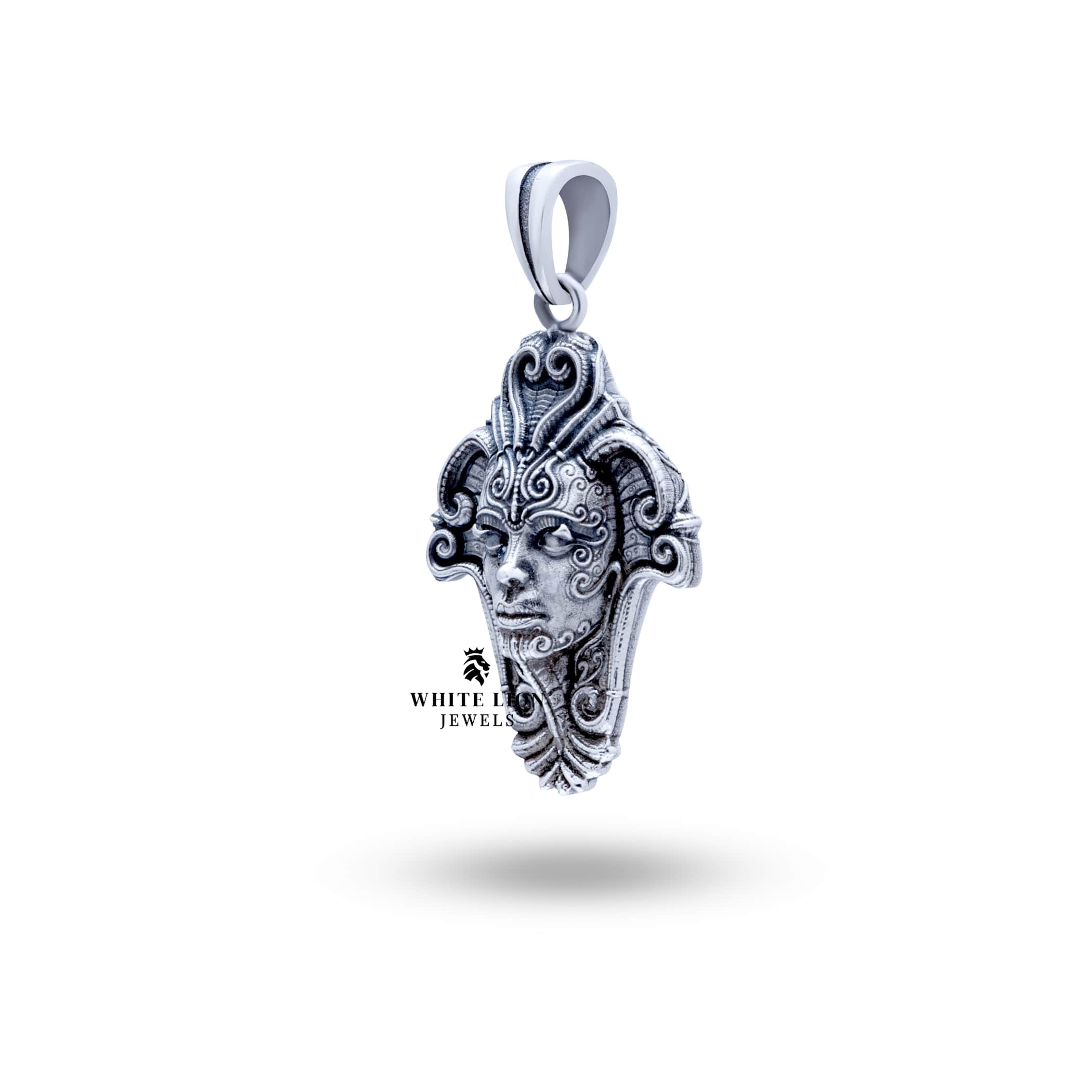 Oxidized Silver Queen Mother Pendant, 3.0 cm diameter by White Lion Jewels, a luxury statement