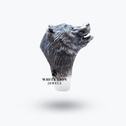 Side view of Bear Animal 925 Sterling Silver Ring showing oxidized silver finish
