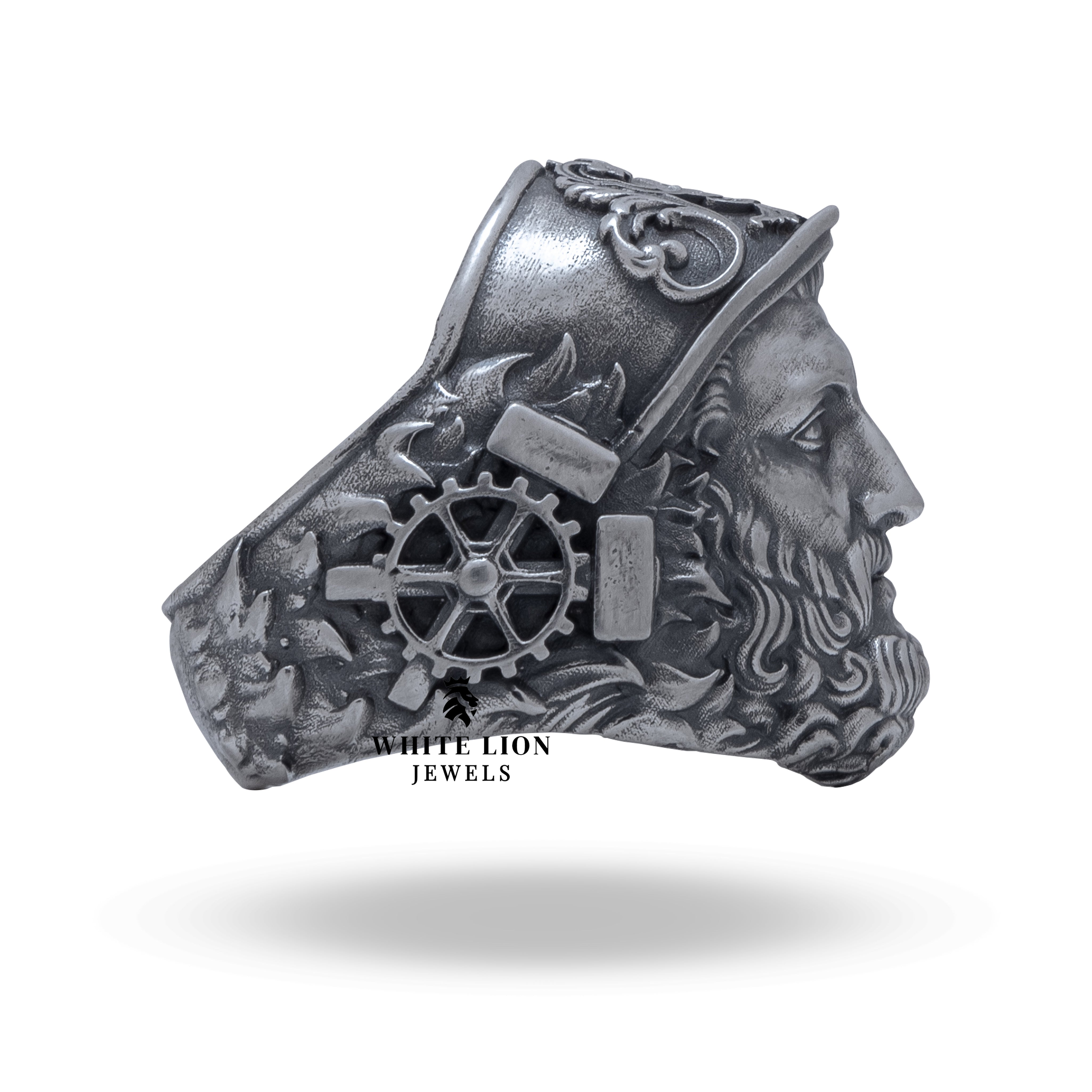 White Lion Jewels' Black Smith 925 Ring, an elegant silver accessory