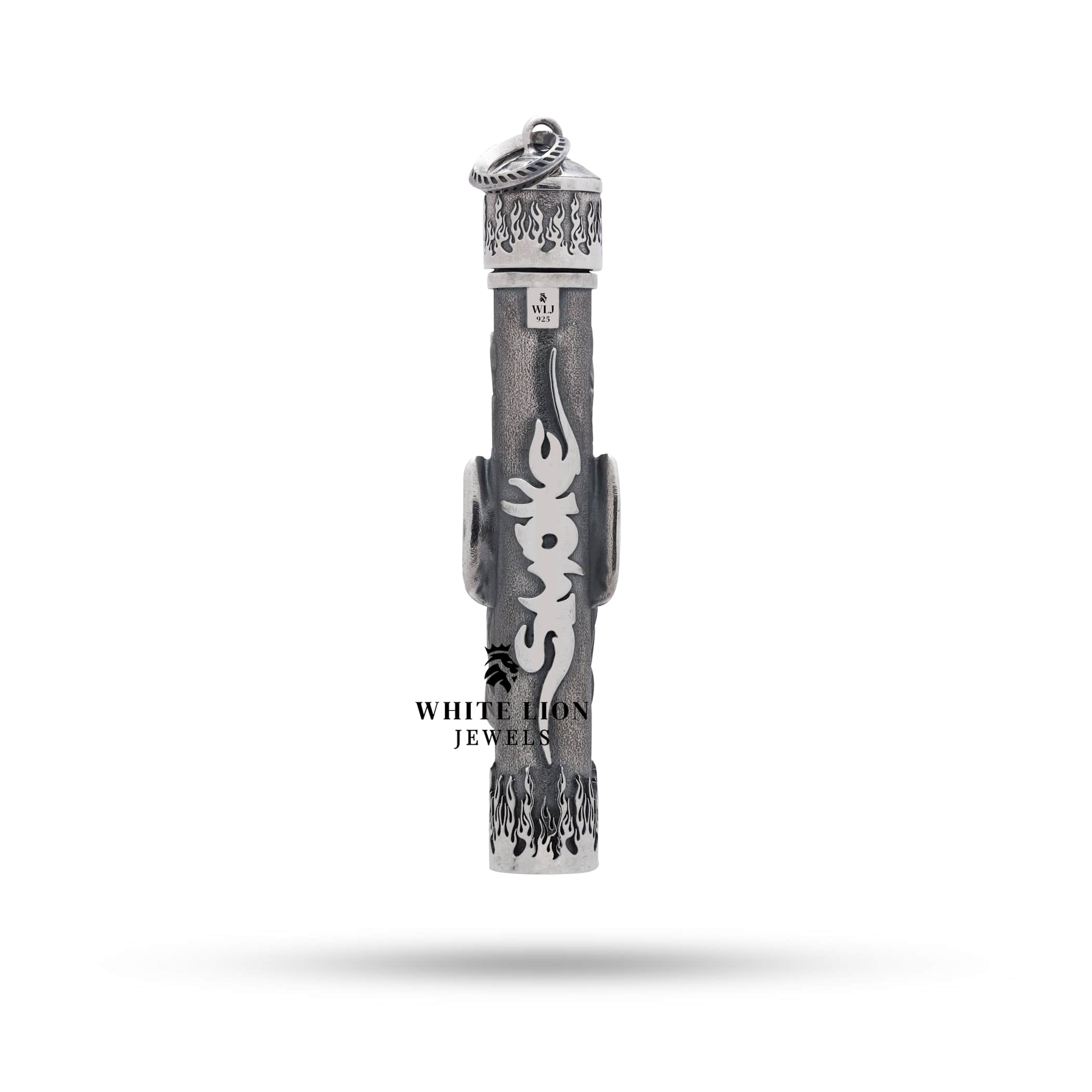 Front view of the Hunter 925 Sterling Silver Lighter in elegant oxidized silver.