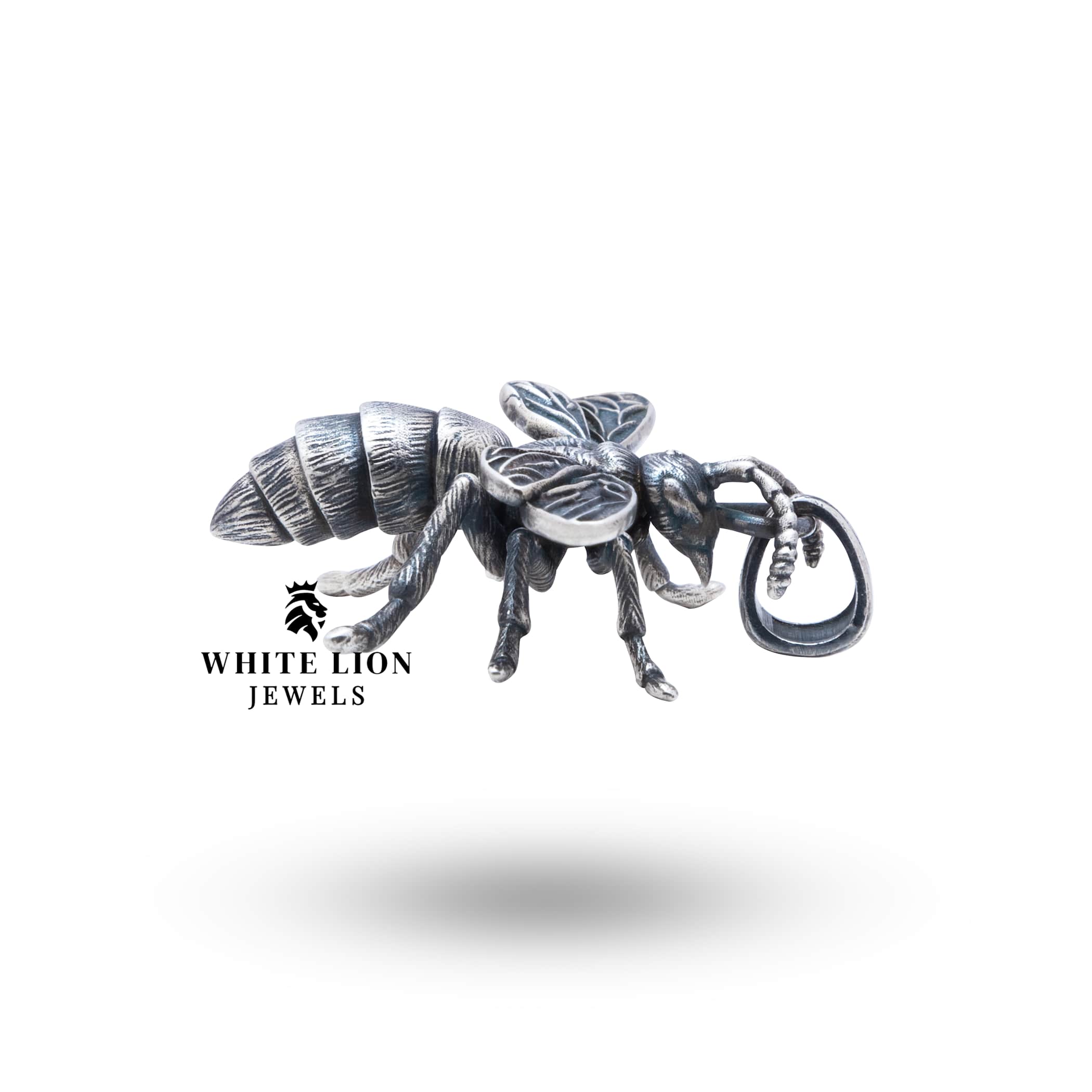 Luxury Sterling Silver Honey Bee Pendant with nature-inspired design and oxidized finish.