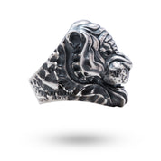 Angled view of Classic Tiger 925 Sterling Silver Ring demonstrating detailed craftsmanship.