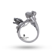 Handcrafted Lady Panther Silver Ring, showcasing exceptional craftsmanship and two-tone sterling silver.