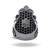 Calm Lion King Crown Animal 925 Sterling Silver Ring worn on hand, showing size and presence.