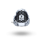 Greek God Poseidon ring paired with a dark outfit to highlight its statement design