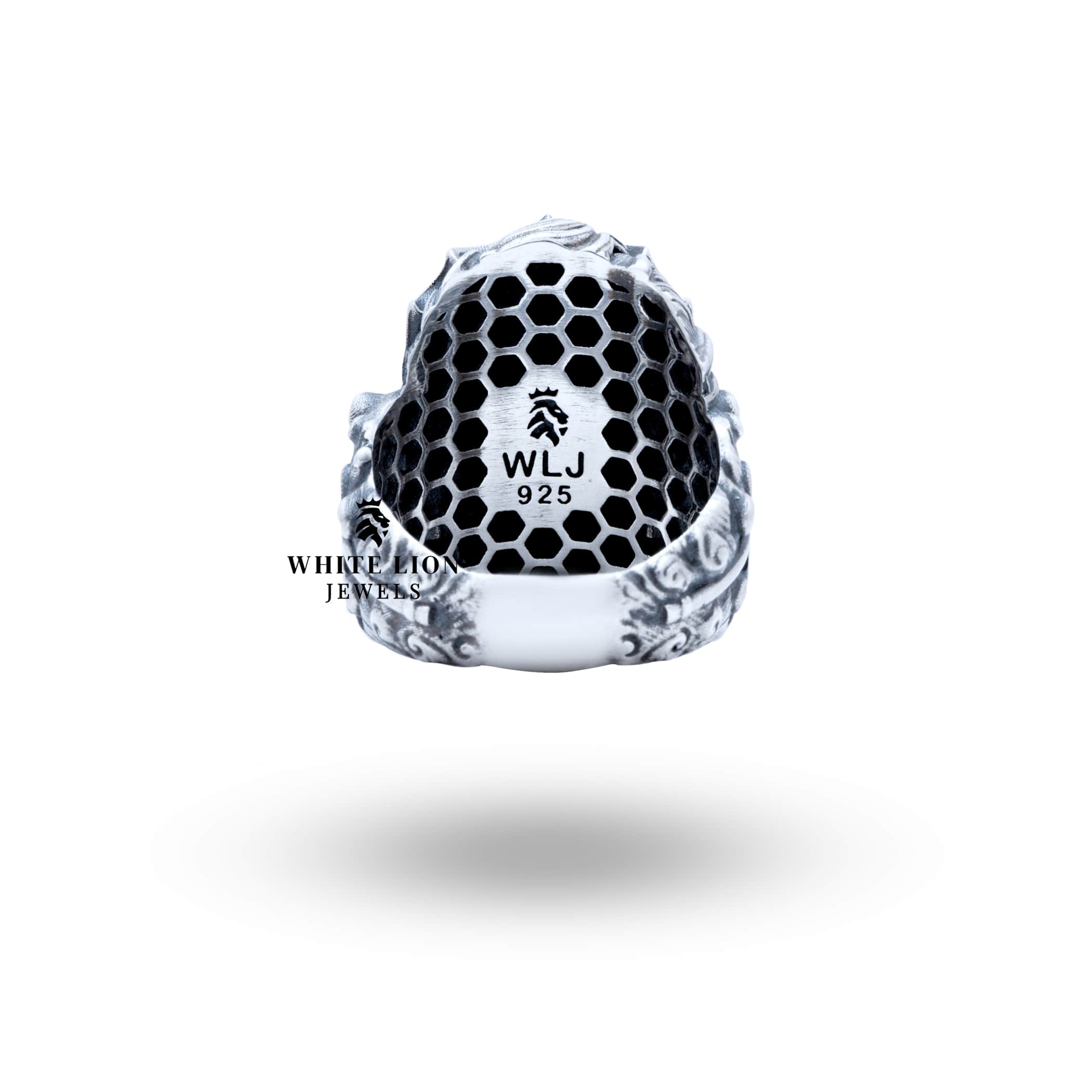 Greek God Poseidon ring paired with a dark outfit to highlight its statement design