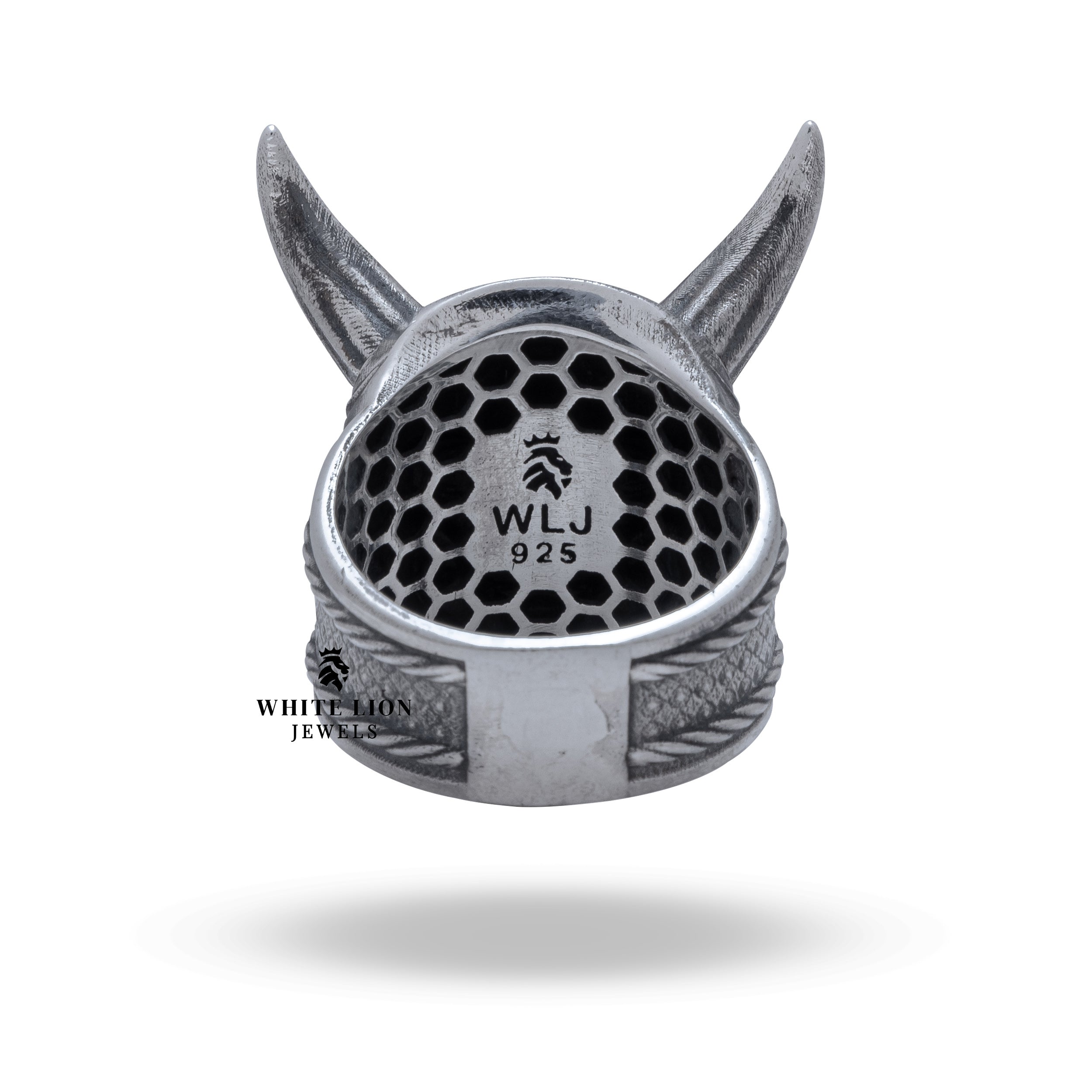 Elegant Japanese Oni Mask silver ring presented with a rich oxidized finish and culture-inspired design.