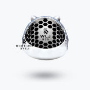 Bear Animal 925 Sterling Silver Ring in luxurious White Lion Jewels packaging