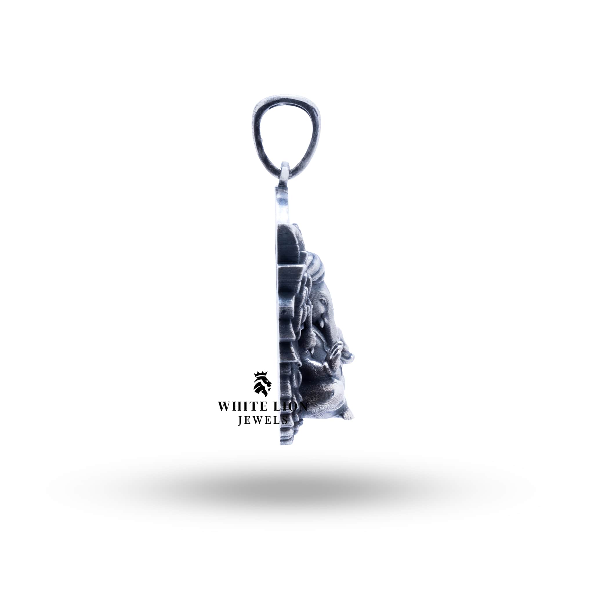 Styled shot of Ganesha Atharva Wings 925 Sterling Silver Pendant worn as a spiritual accessory, showcasing elegance and design.