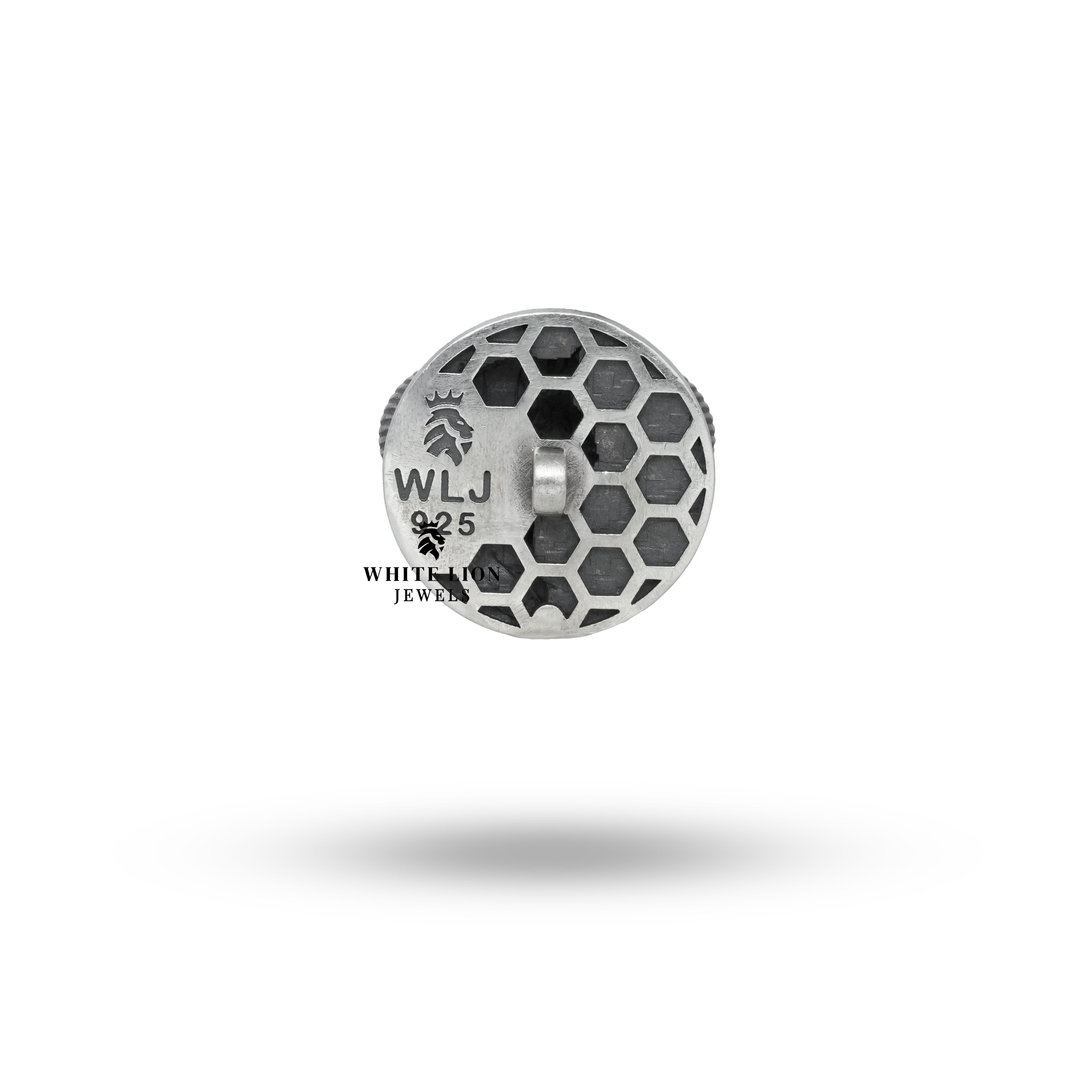 Elegant packaging of the Ram Head Button Set by White Lion Jewels.