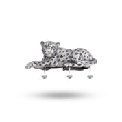 Elegant Sitting Panther Brooch in 925 Sterling Silver with CZ Stone Accents