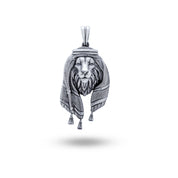 Front view of the Arabic Lion King 925 Sterling Silver Pendant showcasing intricate design.