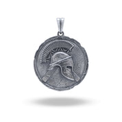 Spartan Warrior Helmet 925 Sterling Silver Pendant featuring oxidized silver finish and intricate design