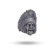 925 Sterling Silver ring with Indigenous American design, side angle