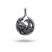 Sterling Silver Tiger Cub Pendant in oxidized finish with intricate design, front view.