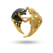Lady Panther Brooch | 925 Sterling Silver & Gold Plated | Cubic Zirconia Elegant Jewelry