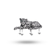 Sitting Panther Enamel 925 Sterling Silver Shoulder Brooch with oxidized silver finish