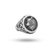 925 Sterling Silver Dog Wolf Witcher Ciri Animal Warlock Men Ring with Oxidized Finish