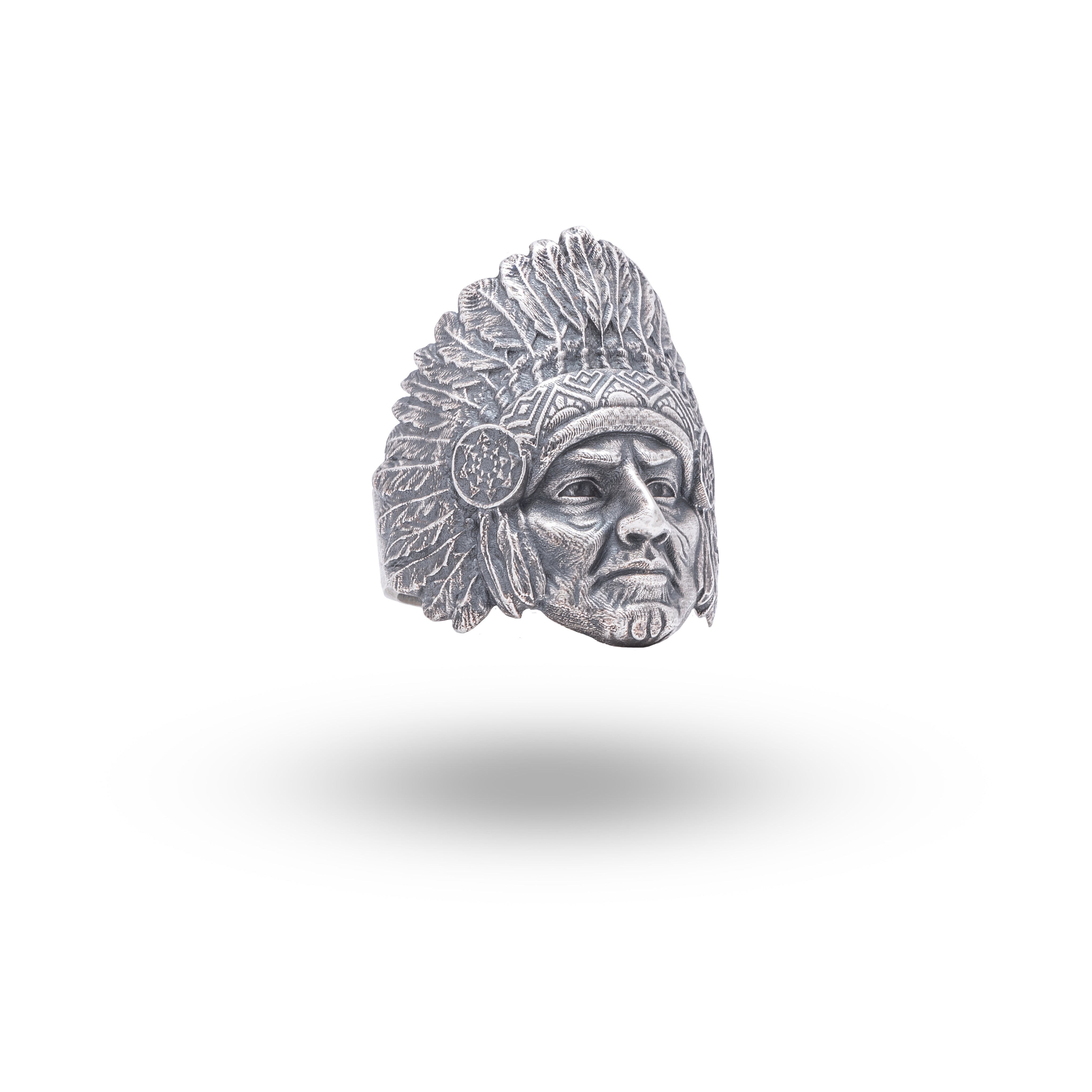 American Indian 925 Sterling Silver Ring showcasing intricate design and oxidized finish - side angle