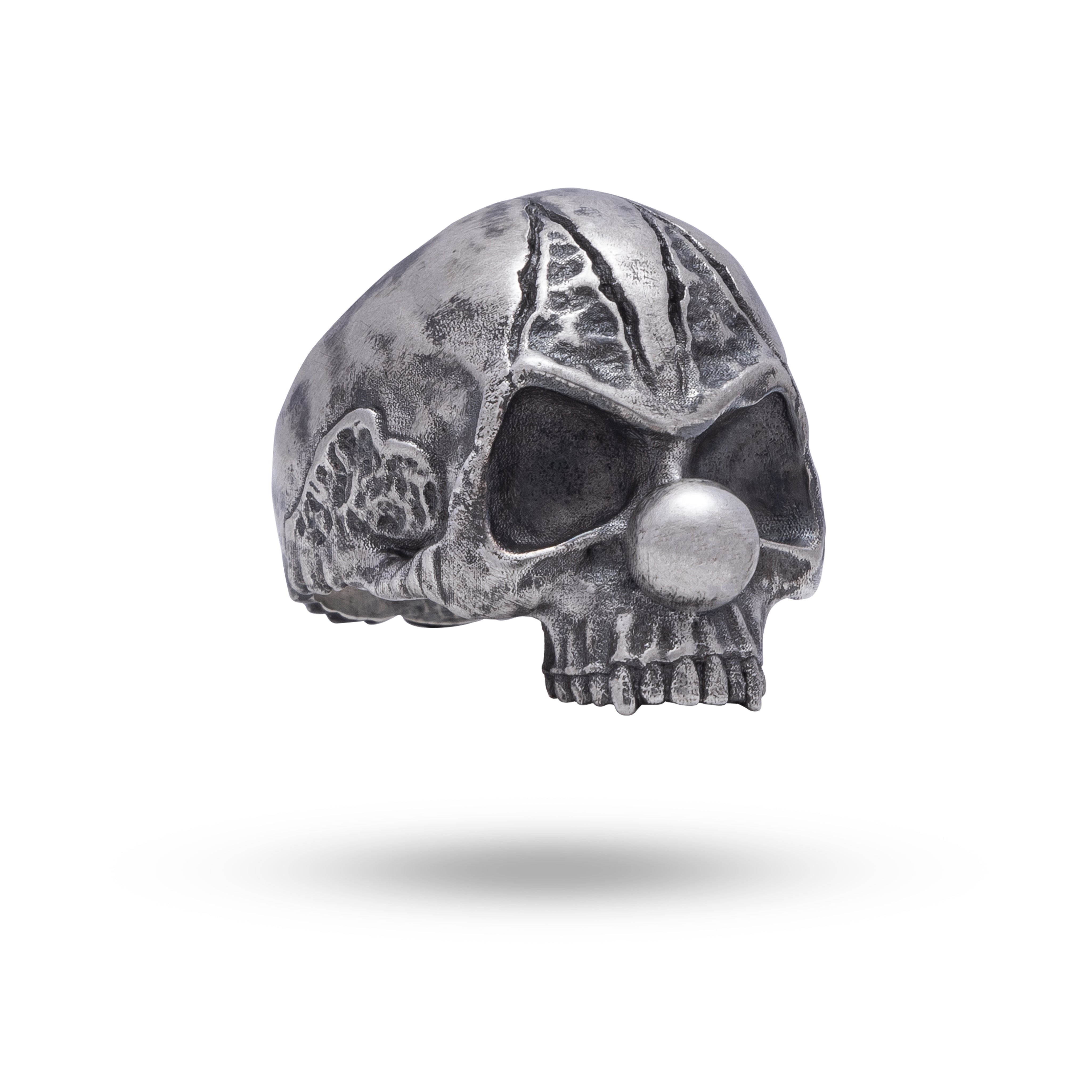 Sterling Silver Evil Clown Skull Ring with Oxidized Finish
