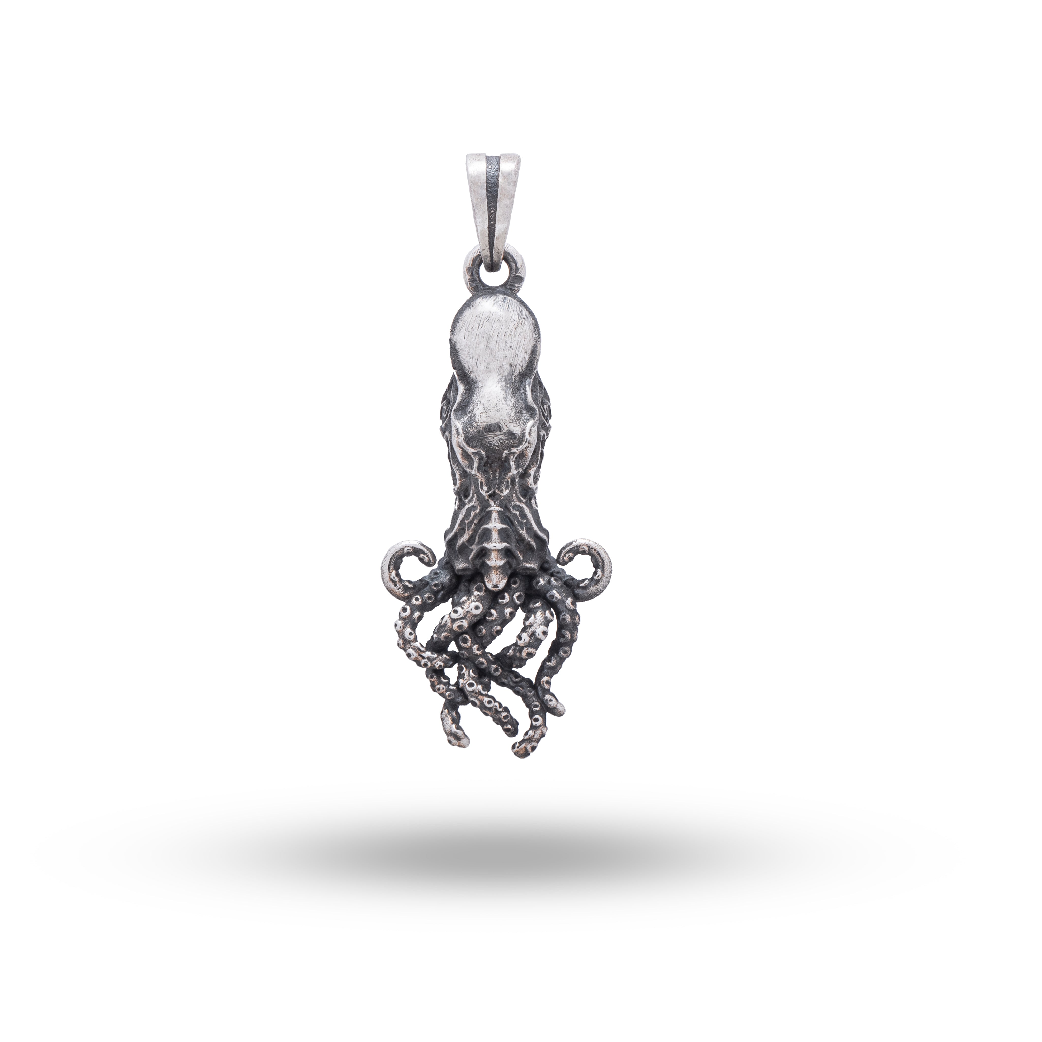Front view of Octopus 925 Sterling Silver Pendant with intricate design and oxidized finish