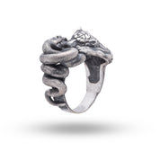 Sterling Silver Ring featuring snake and tiger design, perfect for wildlife enthusiasts